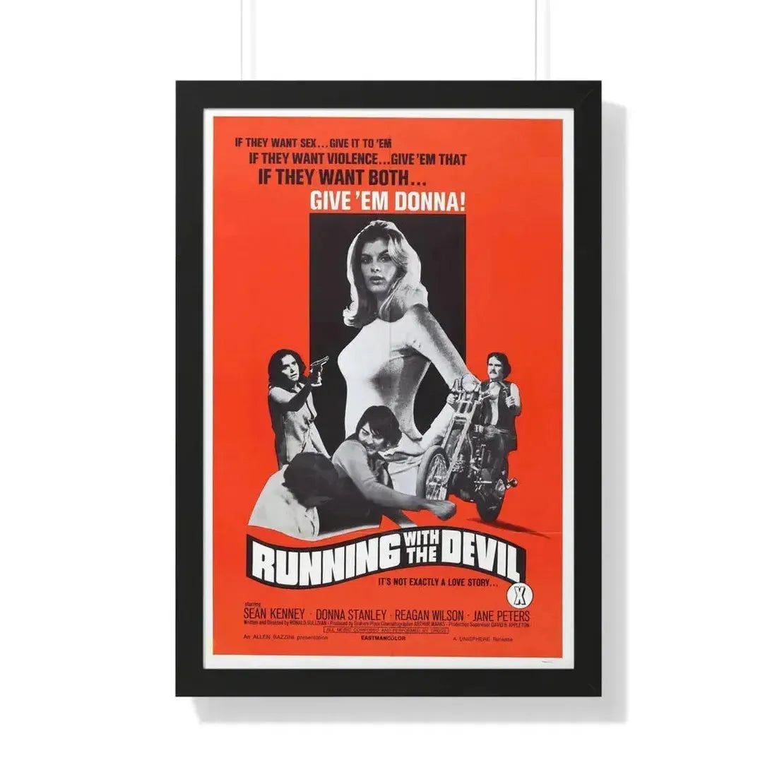 RUNNING WITH THE DEVIL 1973 - Framed Movie Poster 20" x 30" Black - The Sticker Space
