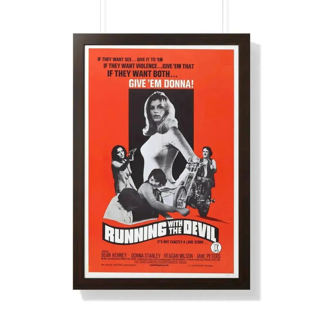 RUNNING WITH THE DEVIL 1973 - Framed Movie Poster 20" x 30" Walnut - The Sticker Space