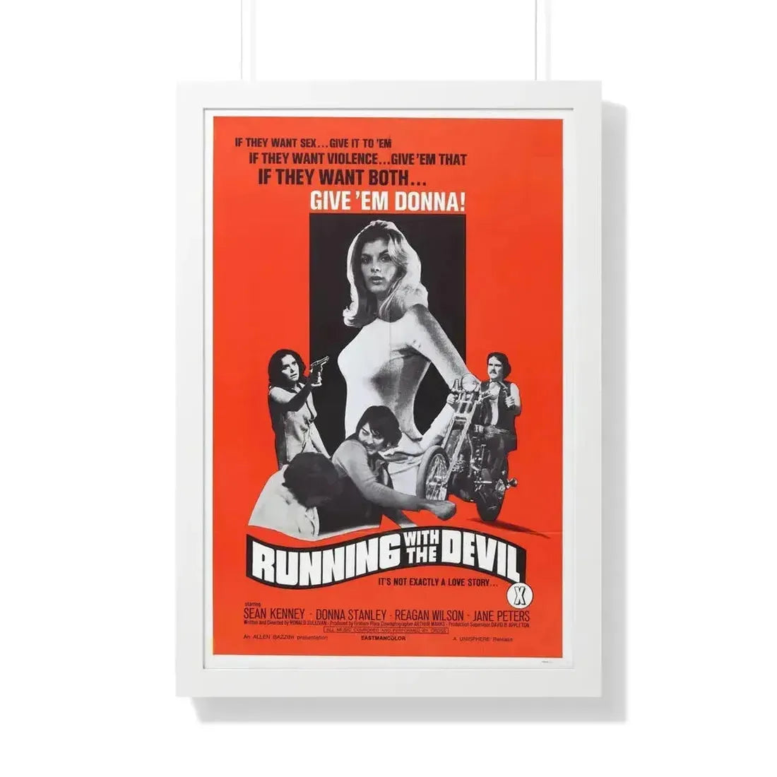 RUNNING WITH THE DEVIL 1973 - Framed Movie Poster 20" x 30" White - The Sticker Space