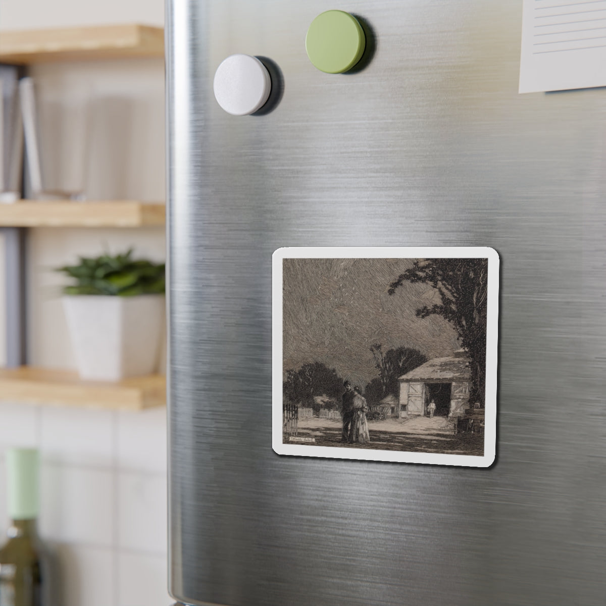 Rural Romance (Magazine Illustration) Refrigerator Magnet-The Sticker Space