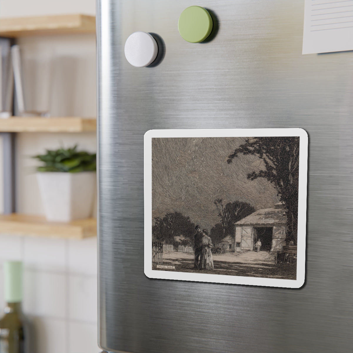 Rural Romance (Magazine Illustration) Refrigerator Magnet-The Sticker Space