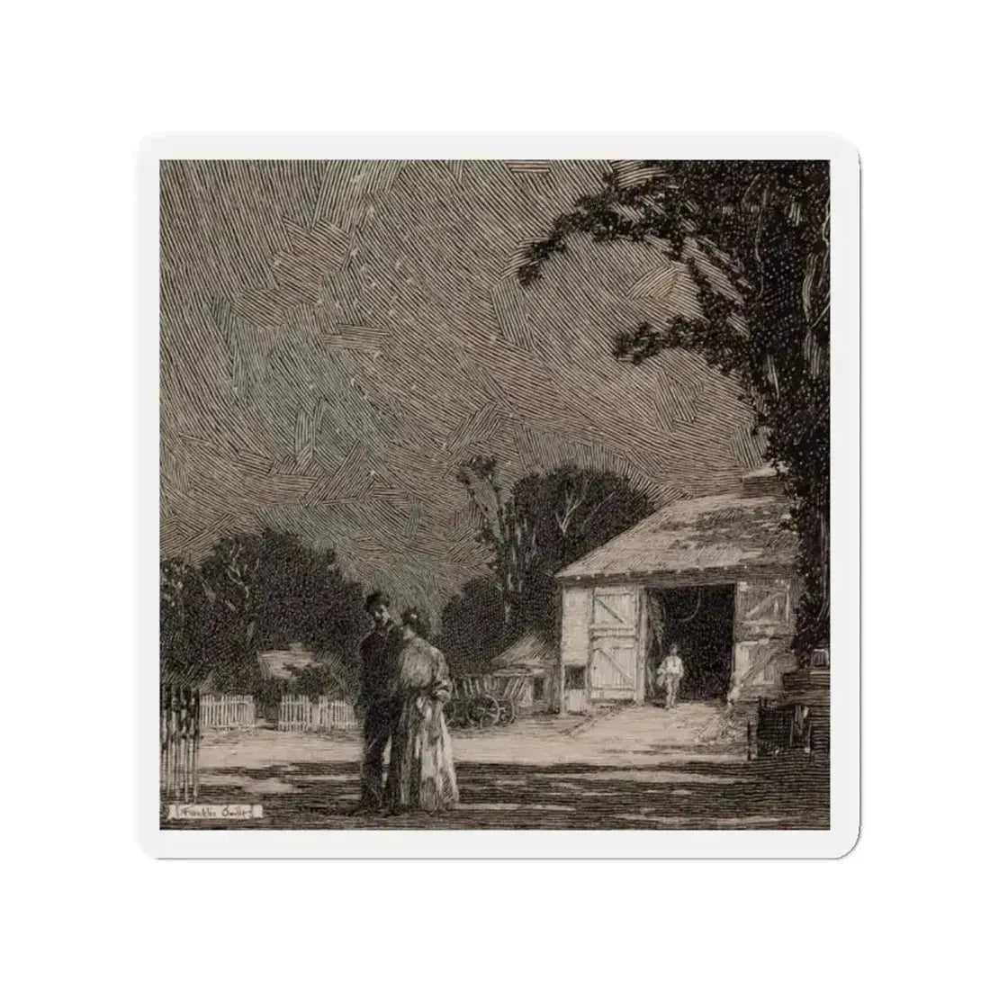 Rural Romance (Magazine Illustration) Refrigerator Magnet 2 Inch Die-Cut - The Sticker Space