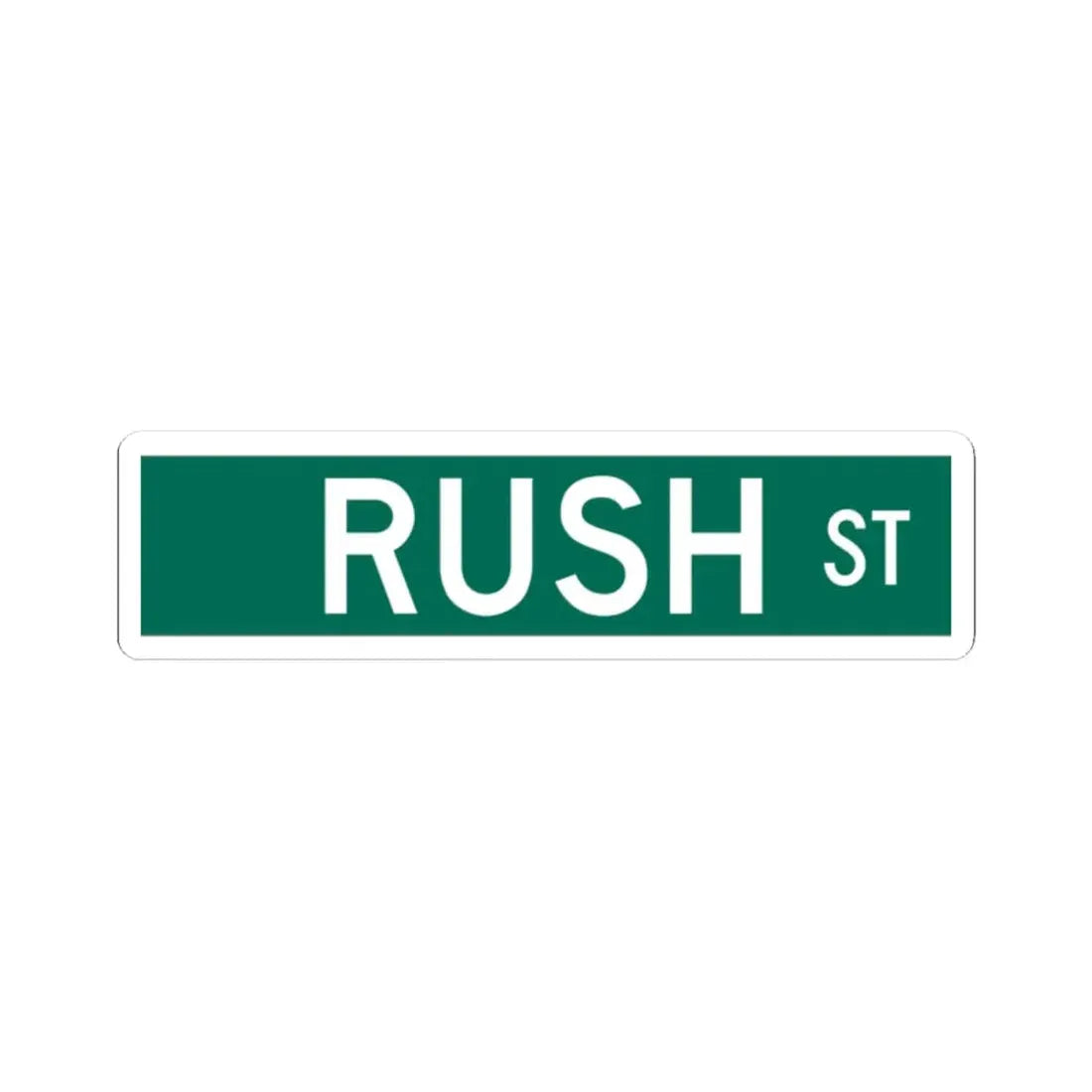 Rush St Chicago (Illinois) (Road Sign) STICKER Vinyl Kiss-Cut Decal 2 Inch White - The Sticker Space