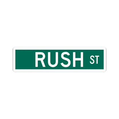 Rush St Chicago (Illinois) (Road Sign) STICKER Vinyl Kiss-Cut Decal 2 Inch White - The Sticker Space