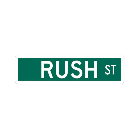Rush St Chicago (Illinois) (Road Sign) STICKER Vinyl Kiss-Cut Decal 2 Inch White - The Sticker Space