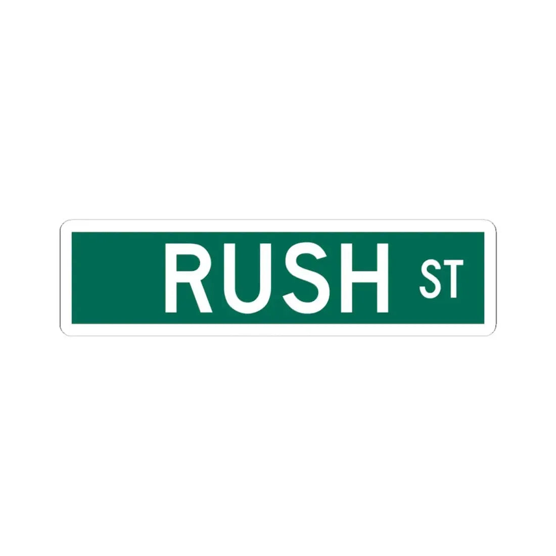 Rush St Chicago (Illinois) (Road Sign) STICKER Vinyl Kiss-Cut Decal 4 Inch White - The Sticker Space
