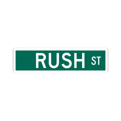 Rush St Chicago (Illinois) (Road Sign) STICKER Vinyl Kiss-Cut Decal 4 Inch White - The Sticker Space