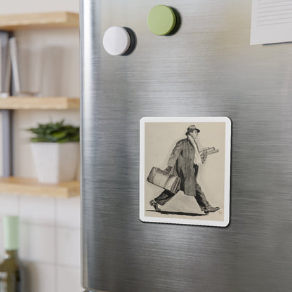 Rushing Man (Magazine Illustration) Refrigerator Magnet-The Sticker Space