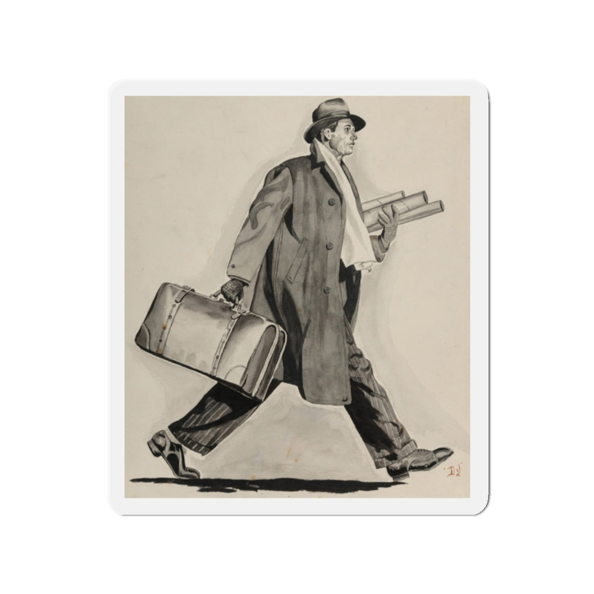 Rushing Man (Magazine Illustration) Refrigerator Magnet-2" x 2"-The Sticker Space