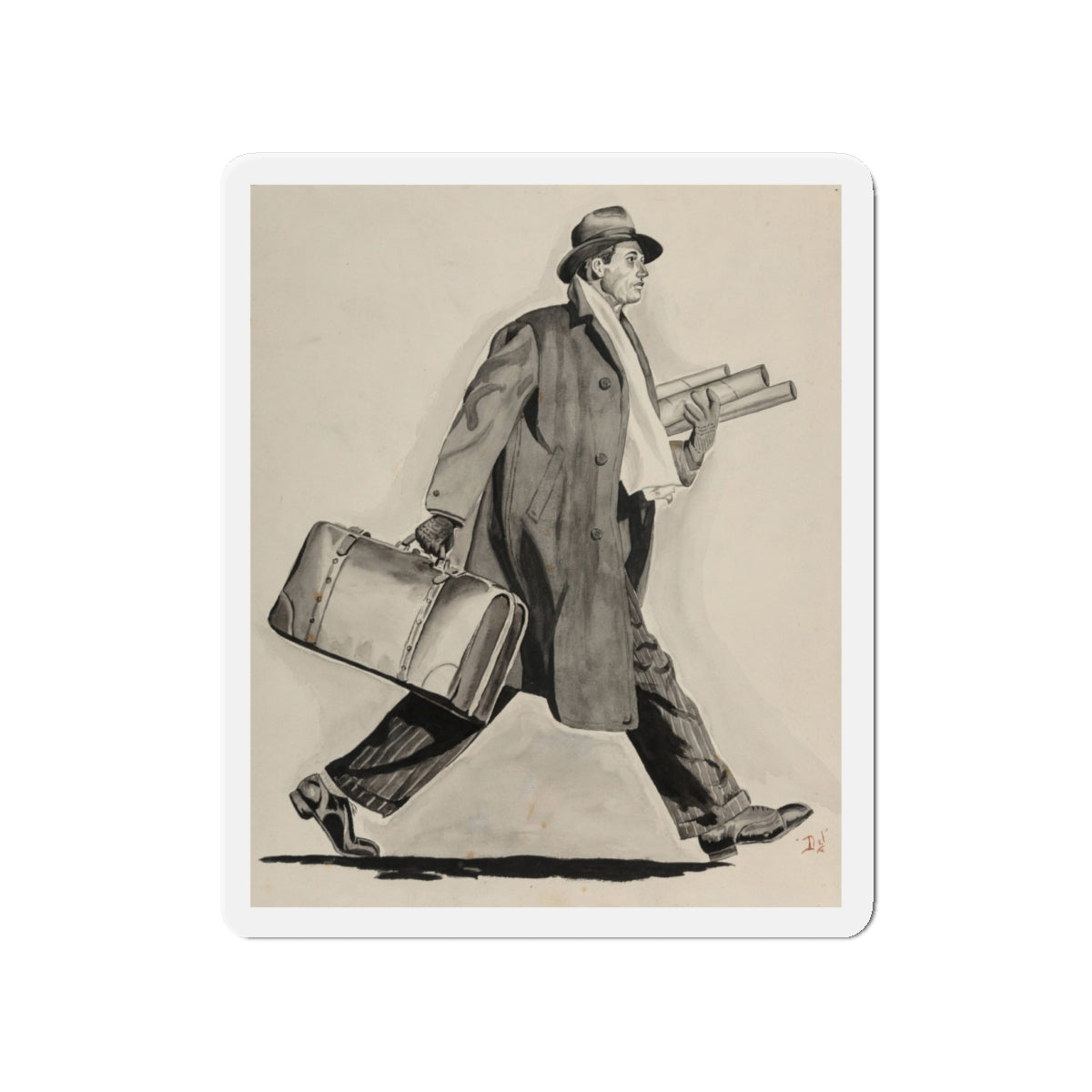 Rushing Man (Magazine Illustration) Refrigerator Magnet-4" x 4"-The Sticker Space