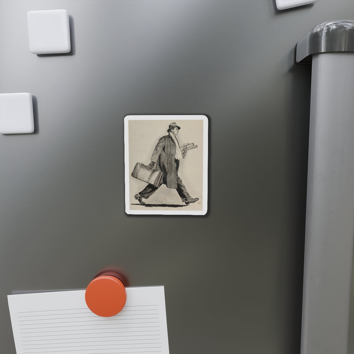 Rushing Man (Magazine Illustration) Refrigerator Magnet-The Sticker Space