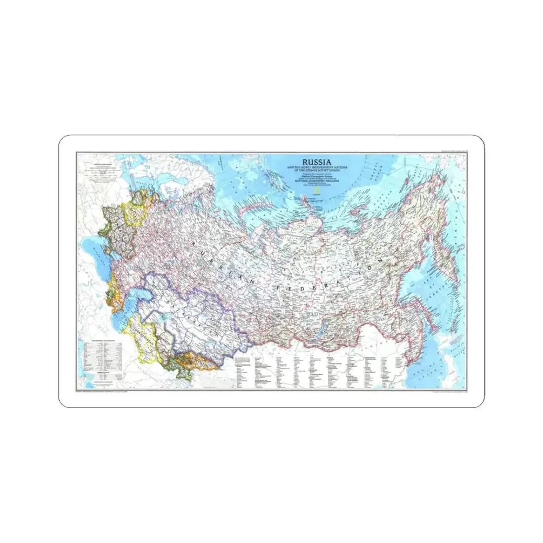 Russia and the Newly Independent Nations (1993) (Map) STICKER Vinyl Kiss-Cut Decal 3 Inch White - The Sticker Space