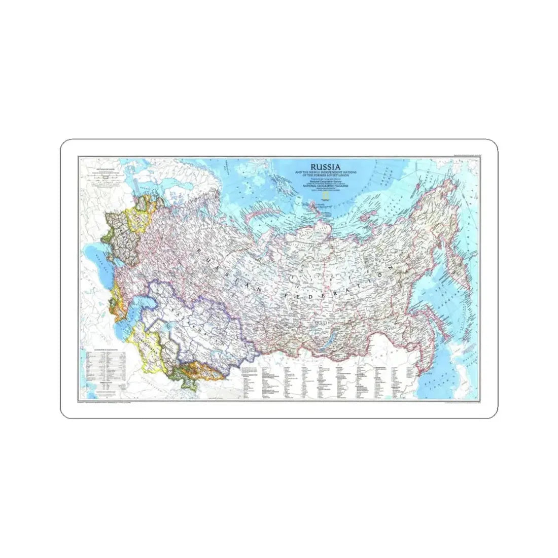 Russia and the Newly Independent Nations (1993) (Map) STICKER Vinyl Kiss-Cut Decal 6 Inch White - The Sticker Space