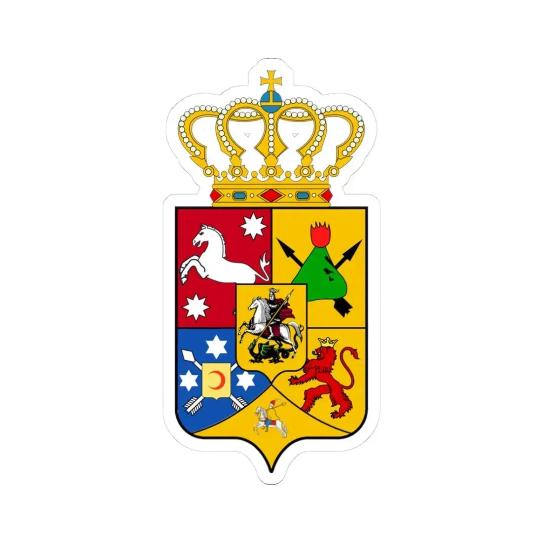 Герб царства Грузинского (Russia) (Coat of Arms) STICKER Vinyl Kiss-Cut Decal 3 Inch White - The Sticker Space