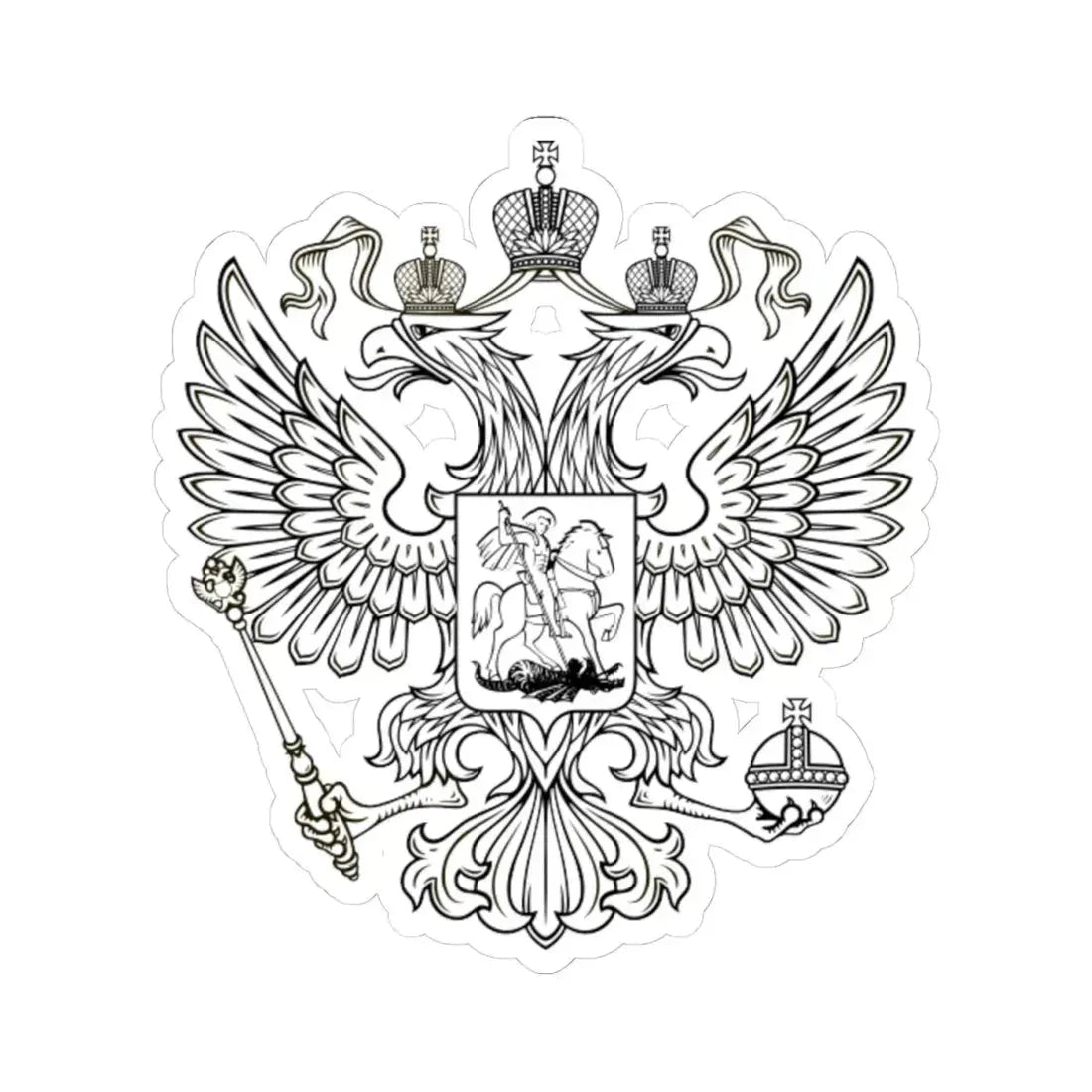 Это версия герба РФ Одноцветный без геральдического щита (Russia) (Coat of Arms) STICKER Vinyl Kiss-Cut Decal 4 Inch White - The Sticker Space