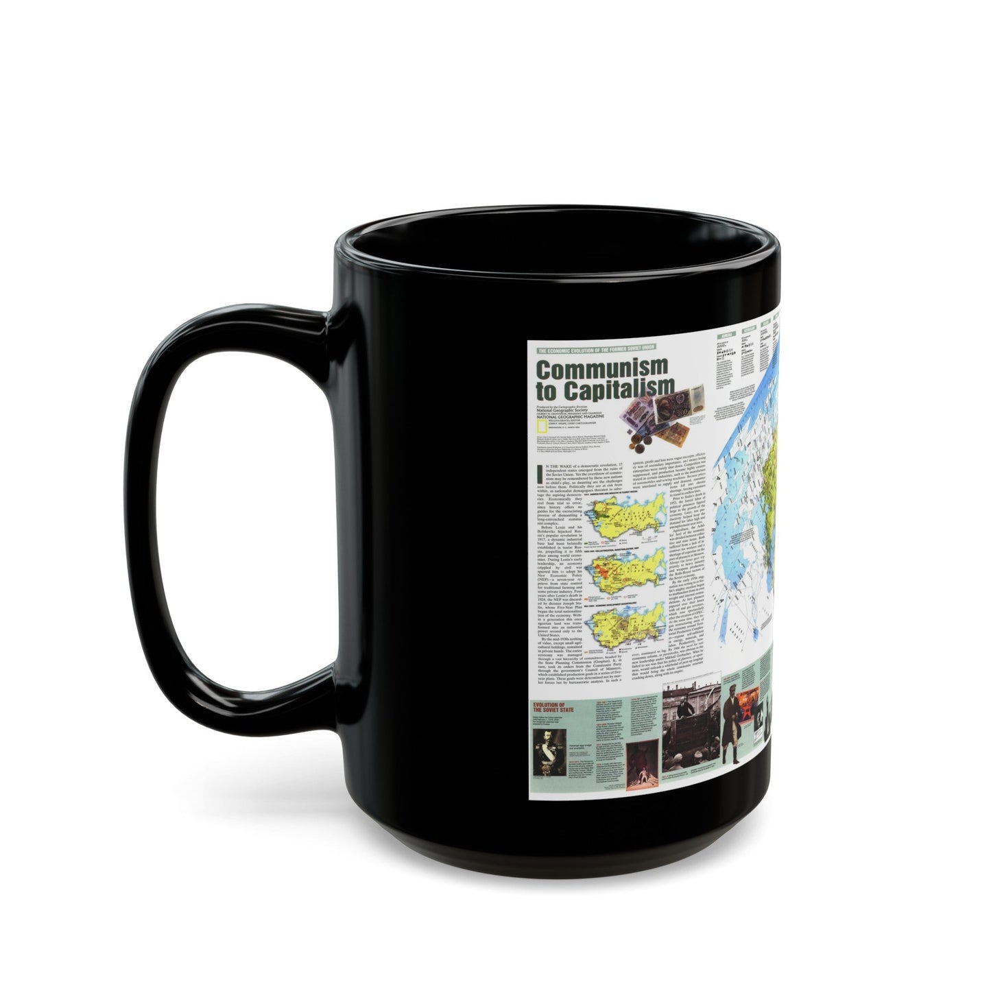 Russia - Communism to Capitalism (1993) (Map) Black Coffee Mug-The Sticker Space