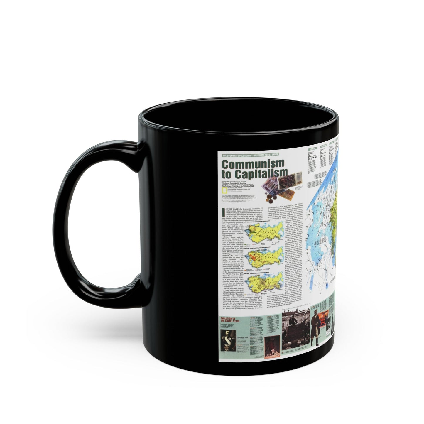 Russia - Communism to Capitalism (1993) (Map) Black Coffee Mug-The Sticker Space