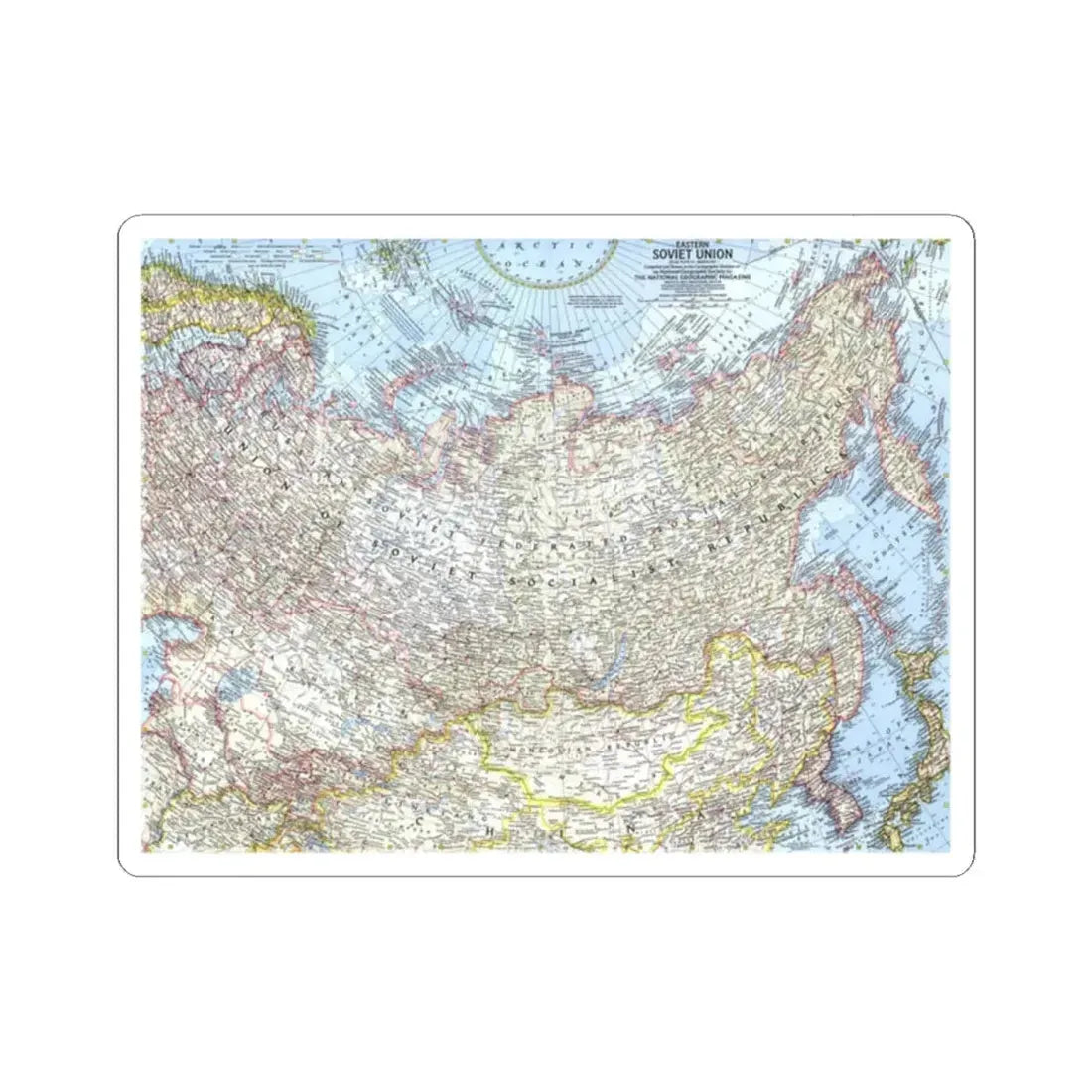 Russia - Eastern Soviet Union (1967) (Map) STICKER Vinyl Kiss-Cut Decal 2 Inch White - The Sticker Space