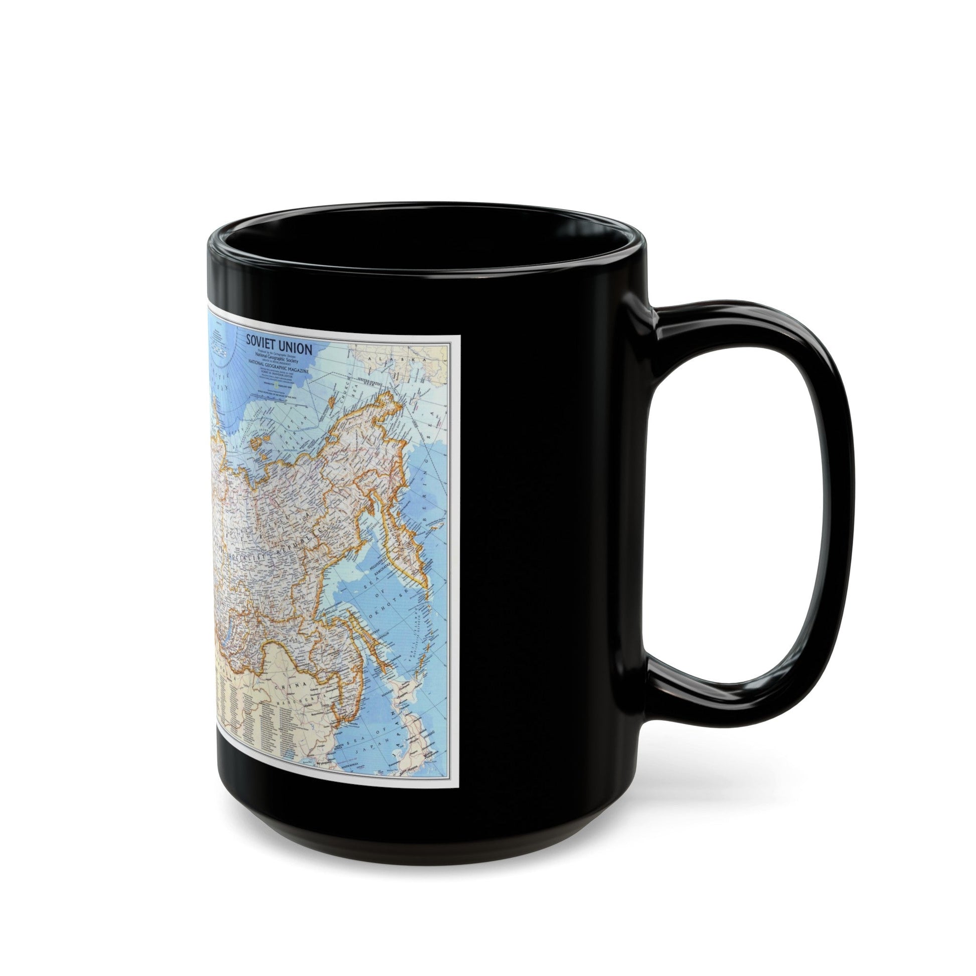 Russia - Soviet Union (1976) (Map) Black Coffee Mug-The Sticker Space