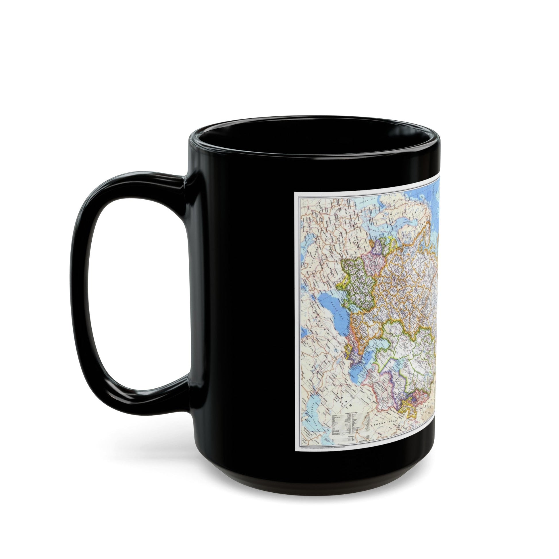 Russia - Soviet Union (1976) (Map) Black Coffee Mug-The Sticker Space