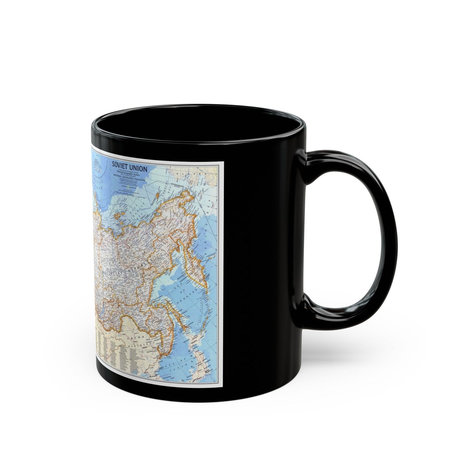 Russia - Soviet Union (1976) (Map) Black Coffee Mug-The Sticker Space