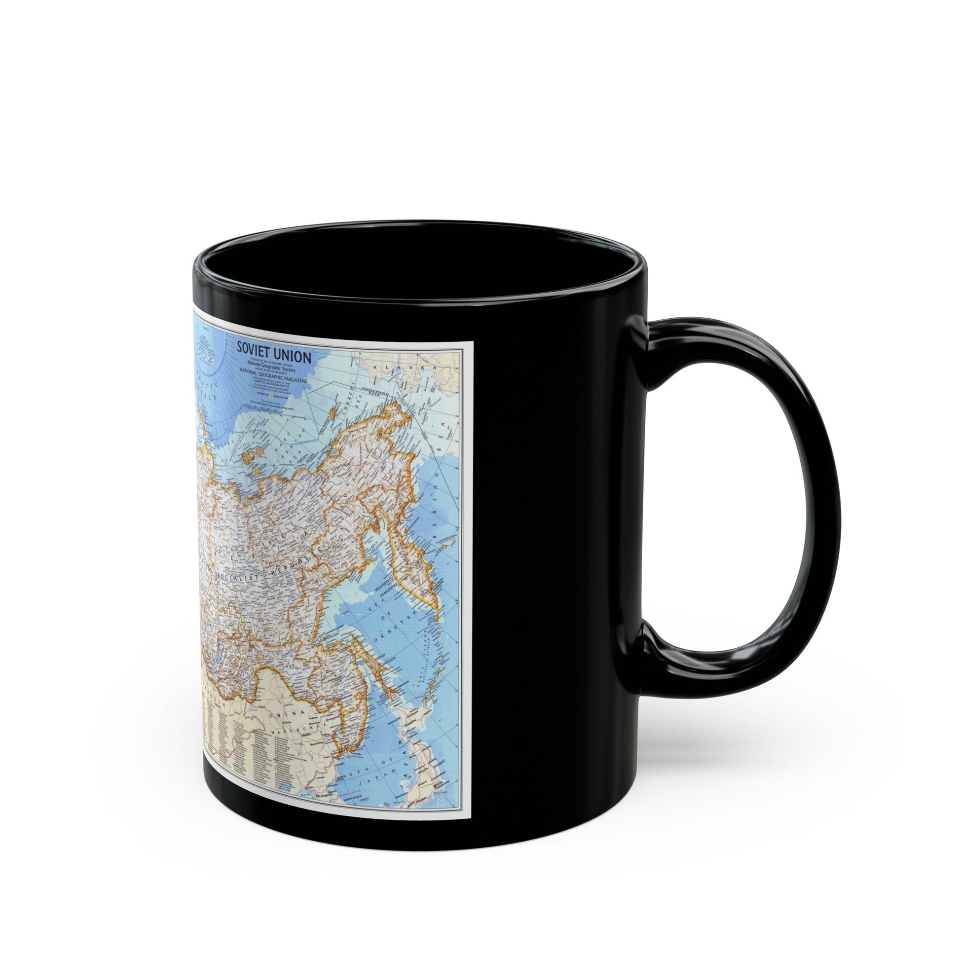 Russia - Soviet Union (1976) (Map) Black Coffee Mug-The Sticker Space