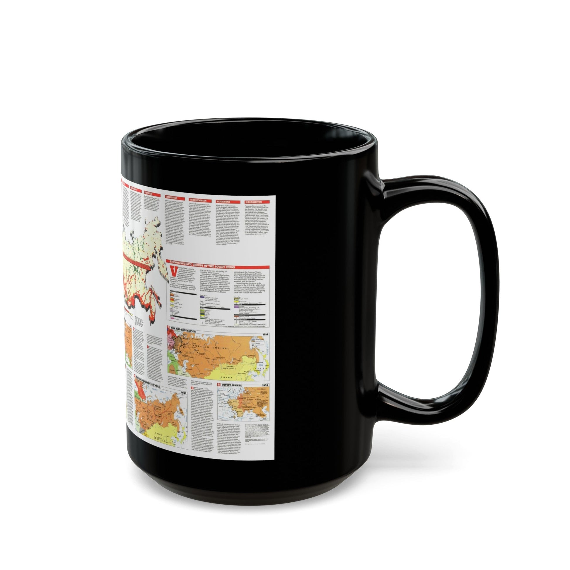 Russia - Soviet Union 2 (1990) (Map) Black Coffee Mug-The Sticker Space