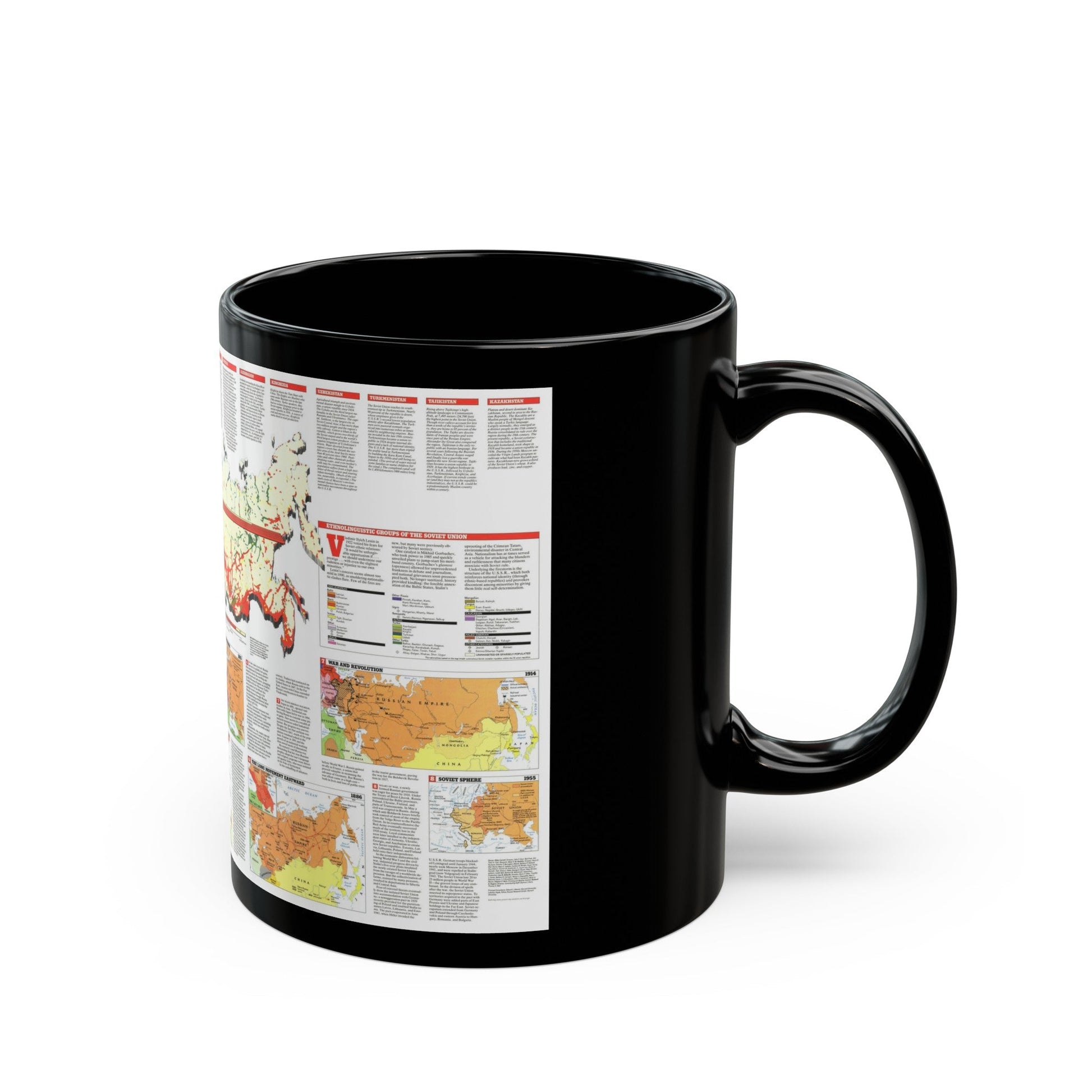 Russia - Soviet Union 2 (1990) (Map) Black Coffee Mug-The Sticker Space