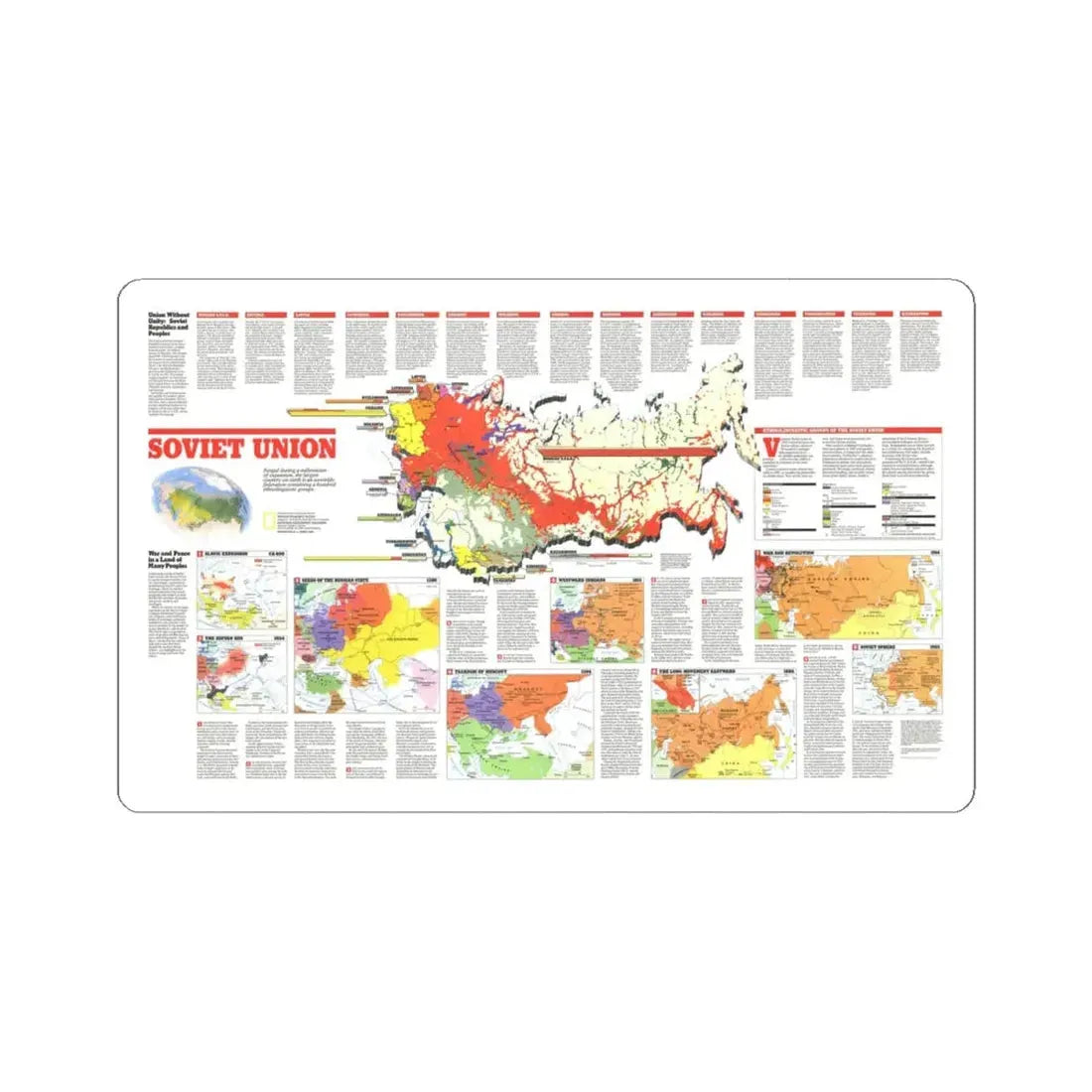 Russia - Soviet Union 2 (1990) (Map) STICKER Vinyl Kiss-Cut Decal 4 Inch White - The Sticker Space