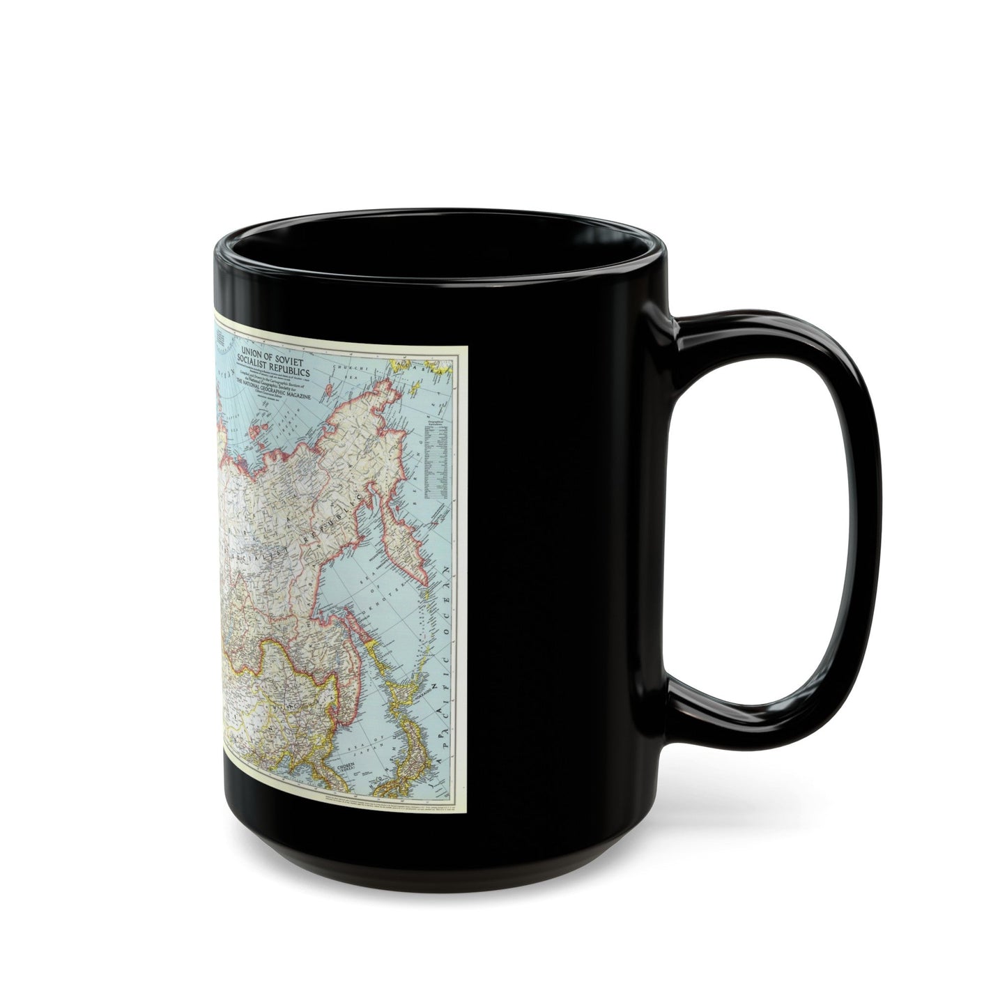 Russia - Union of Soviet Socialist Republics (1944) (Map) Black Coffee Mug-The Sticker Space