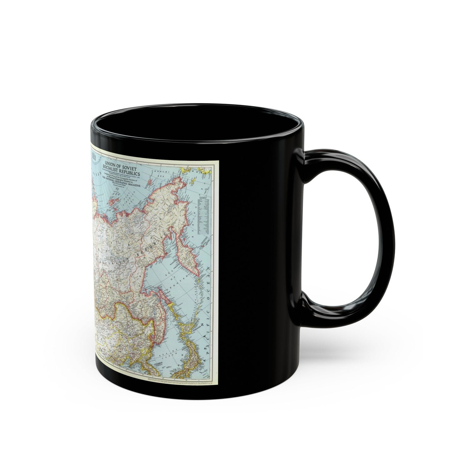 Russia - Union of Soviet Socialist Republics (1944) (Map) Black Coffee Mug-The Sticker Space