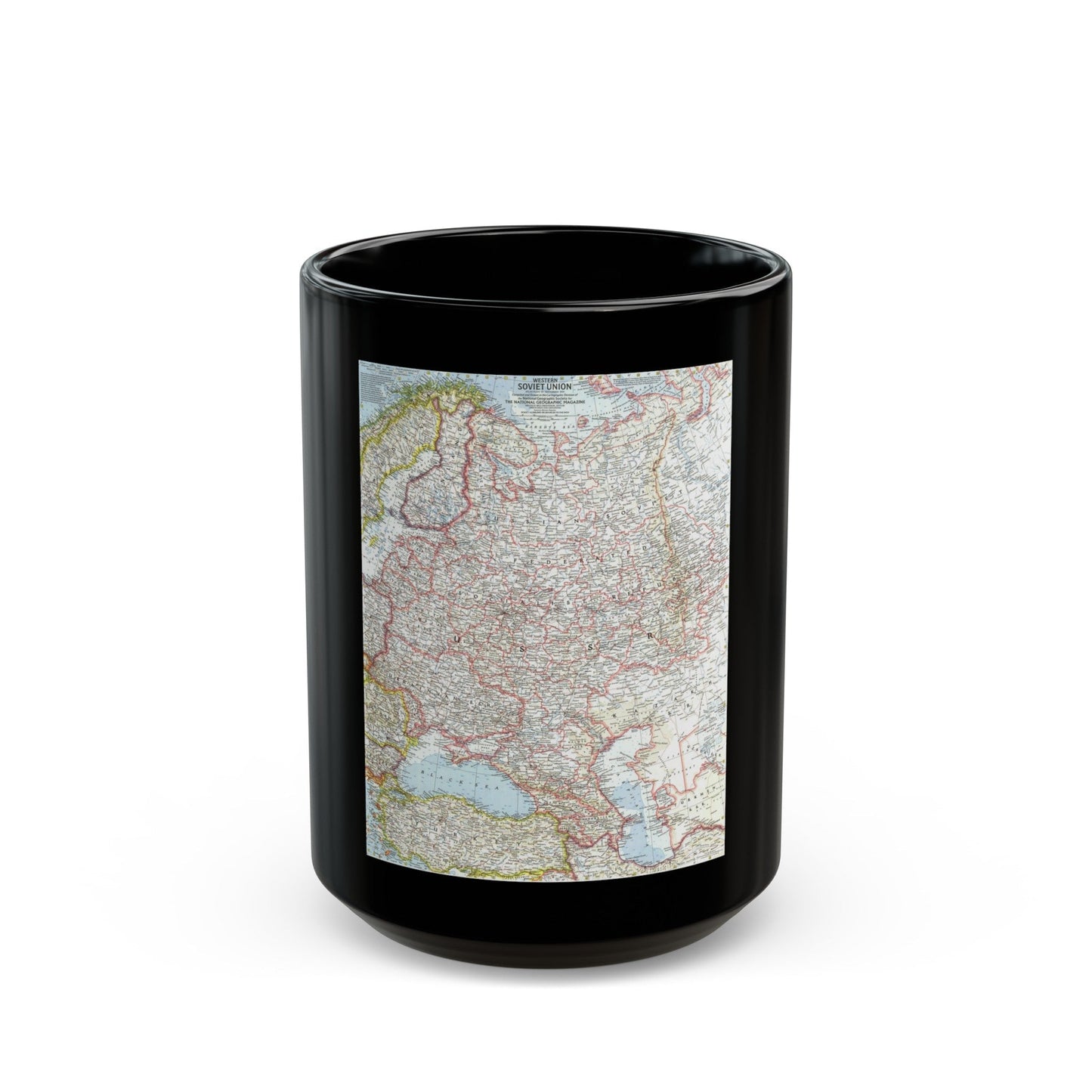 Russia - Western Soviet Union (1959) (Map) Black Coffee Mug-15oz-The Sticker Space