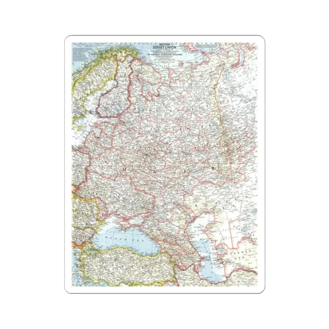 Russia - Western Soviet Union (1959) (Map) STICKER Vinyl Kiss-Cut Decal 2 Inch White - The Sticker Space