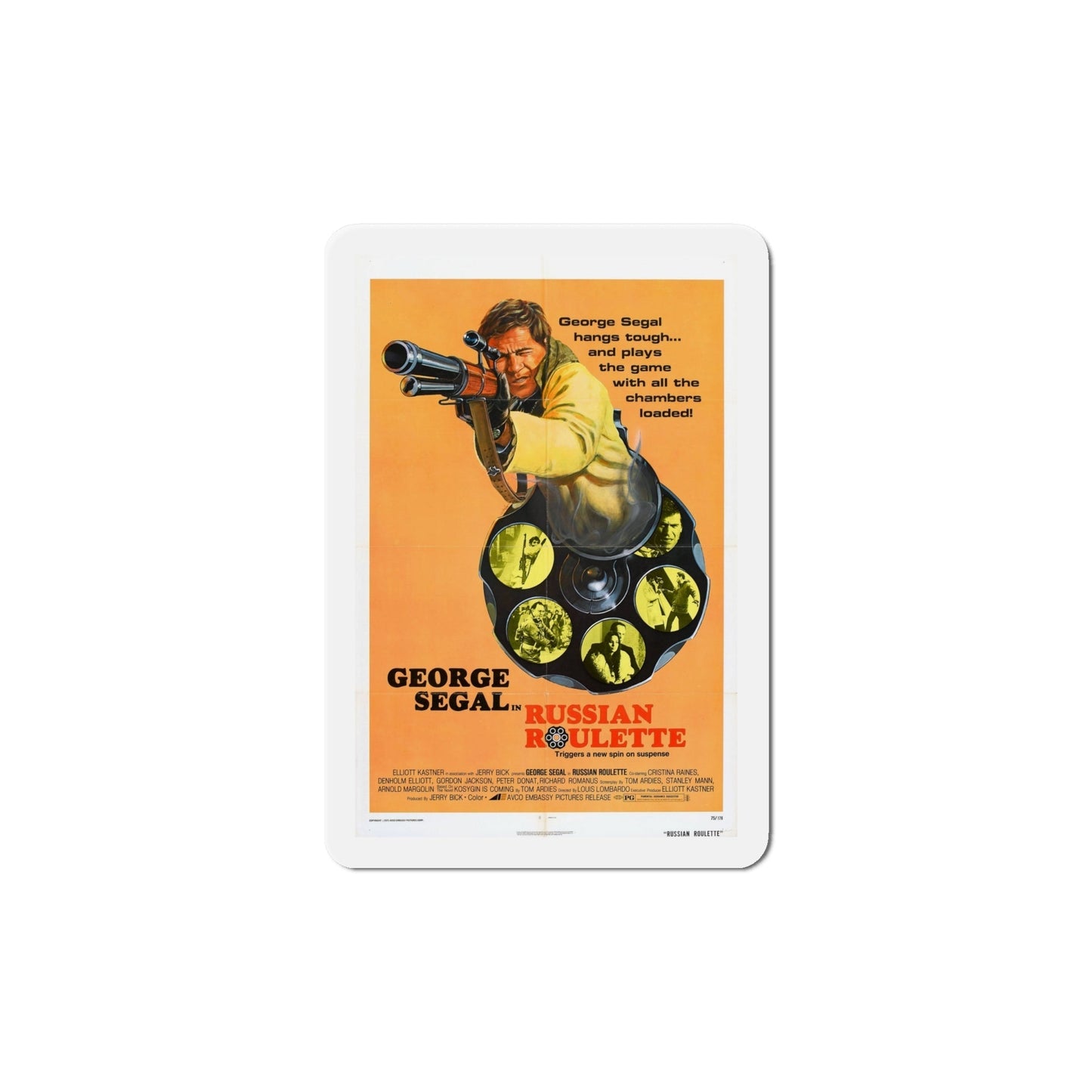 Russian Roulette 1975 Movie Poster Die-Cut Magnet-6 Inch-The Sticker Space