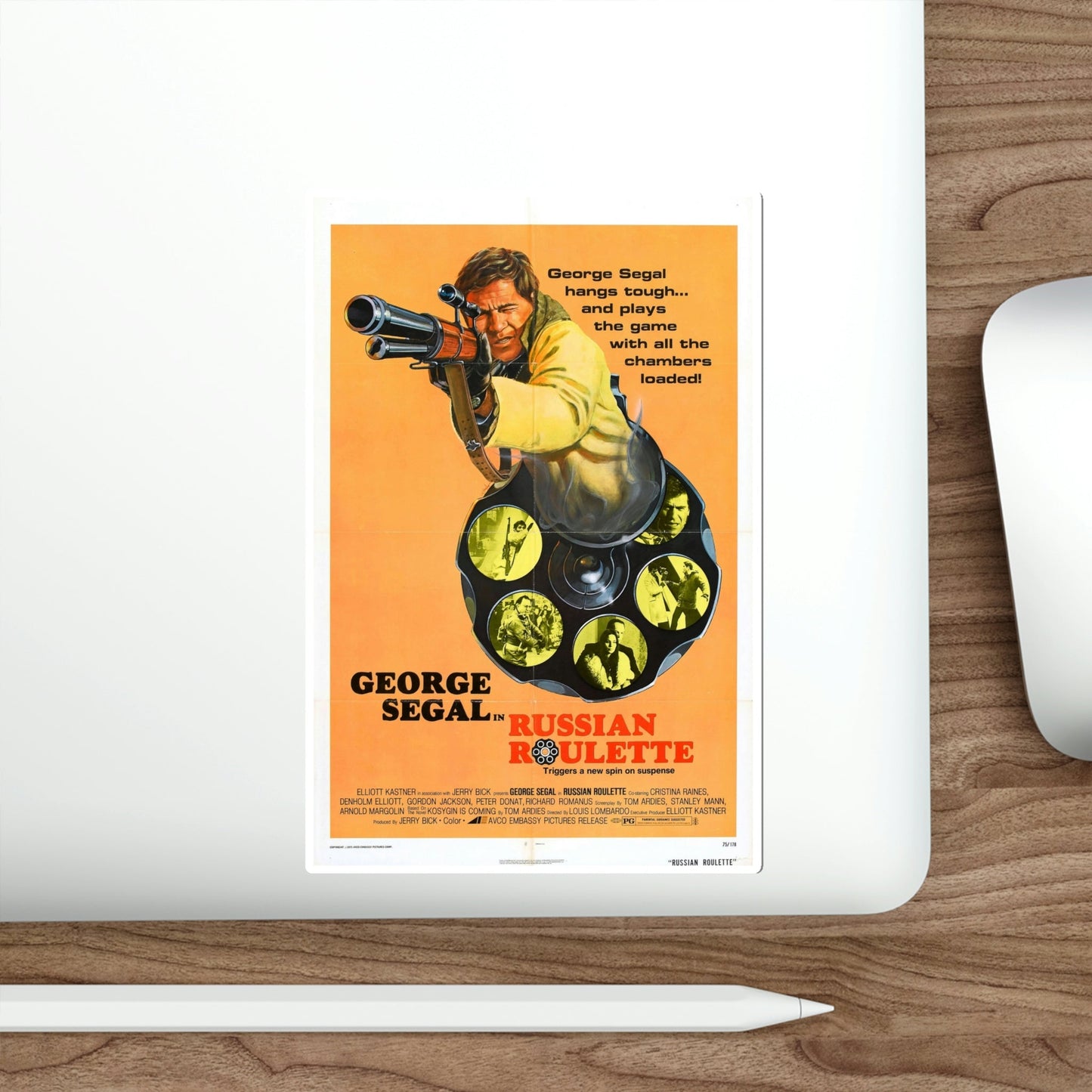 Russian Roulette 1975 Movie Poster STICKER Vinyl Die-Cut Decal-The Sticker Space
