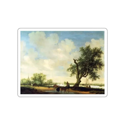 RUYSDAEL, Salomon van - Landscape (detail) (Artwork) STICKER Vinyl Die-Cut Decal White Die-Cut 2 Inch - The Sticker Space