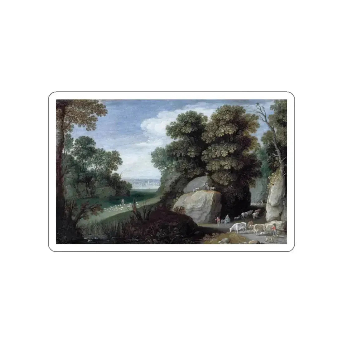 RYCKAERT, Maerten - Rocky Pastoral Landscape (Artwork) STICKER Vinyl Die-Cut Decal White Die-Cut 2 Inch - The Sticker Space