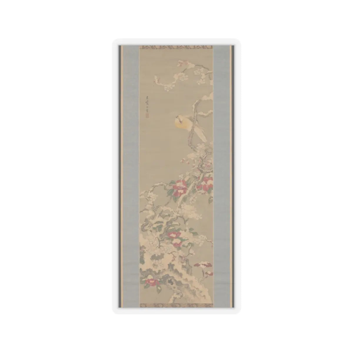 Sō Shiseki - Bird among Camellias in Snow - mid-18th century v1 - STICKER Vinyl Kiss-Cut Decal