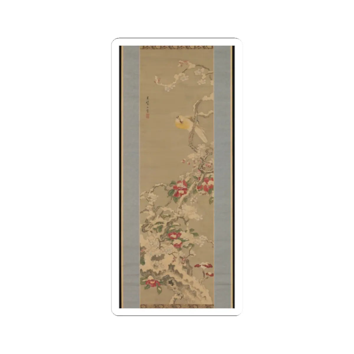 Sō Shiseki - Bird among Camellias in Snow - mid-18th century v1 - STICKER Vinyl Kiss-Cut Decal