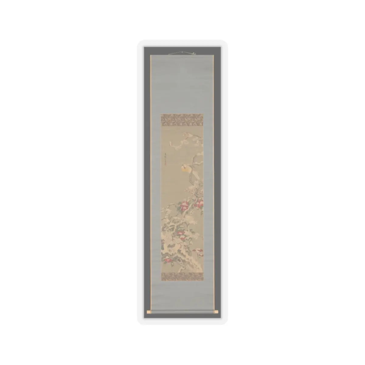 Sō Shiseki - Bird among Camellias in Snow - mid-18th century v2 - STICKER Vinyl Kiss-Cut Decal