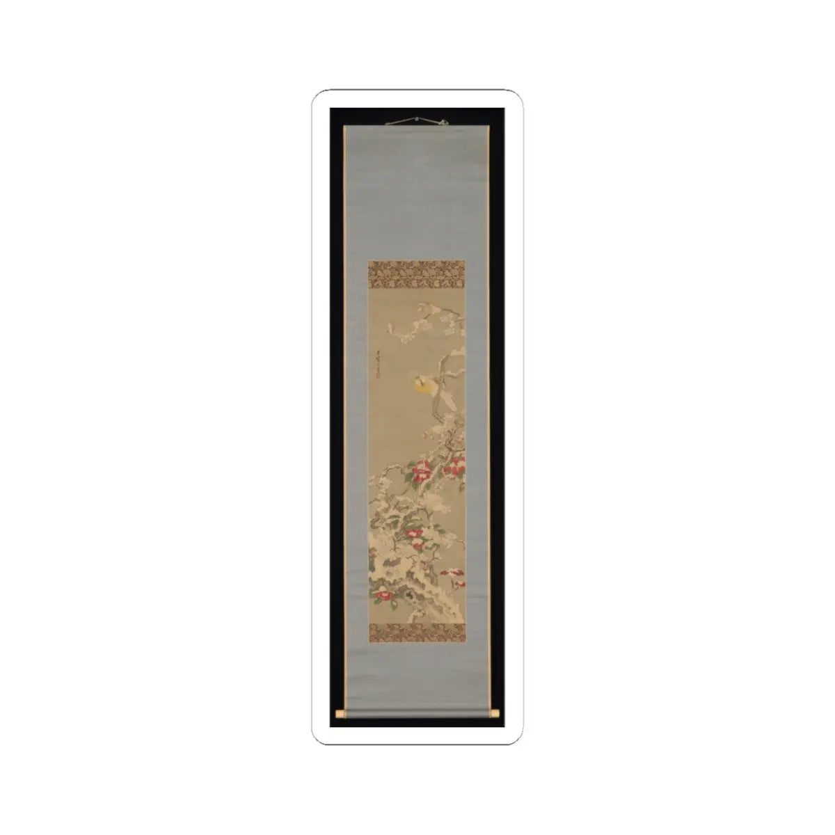Sō Shiseki - Bird among Camellias in Snow - mid-18th century v2 - STICKER Vinyl Kiss-Cut Decal