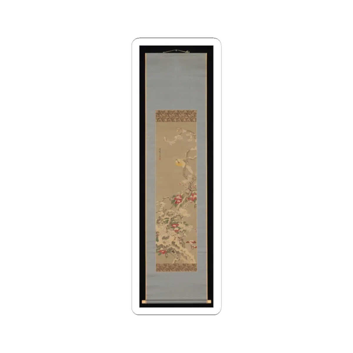 Sō Shiseki - Bird among Camellias in Snow - mid-18th century v2 - STICKER Vinyl Kiss-Cut Decal