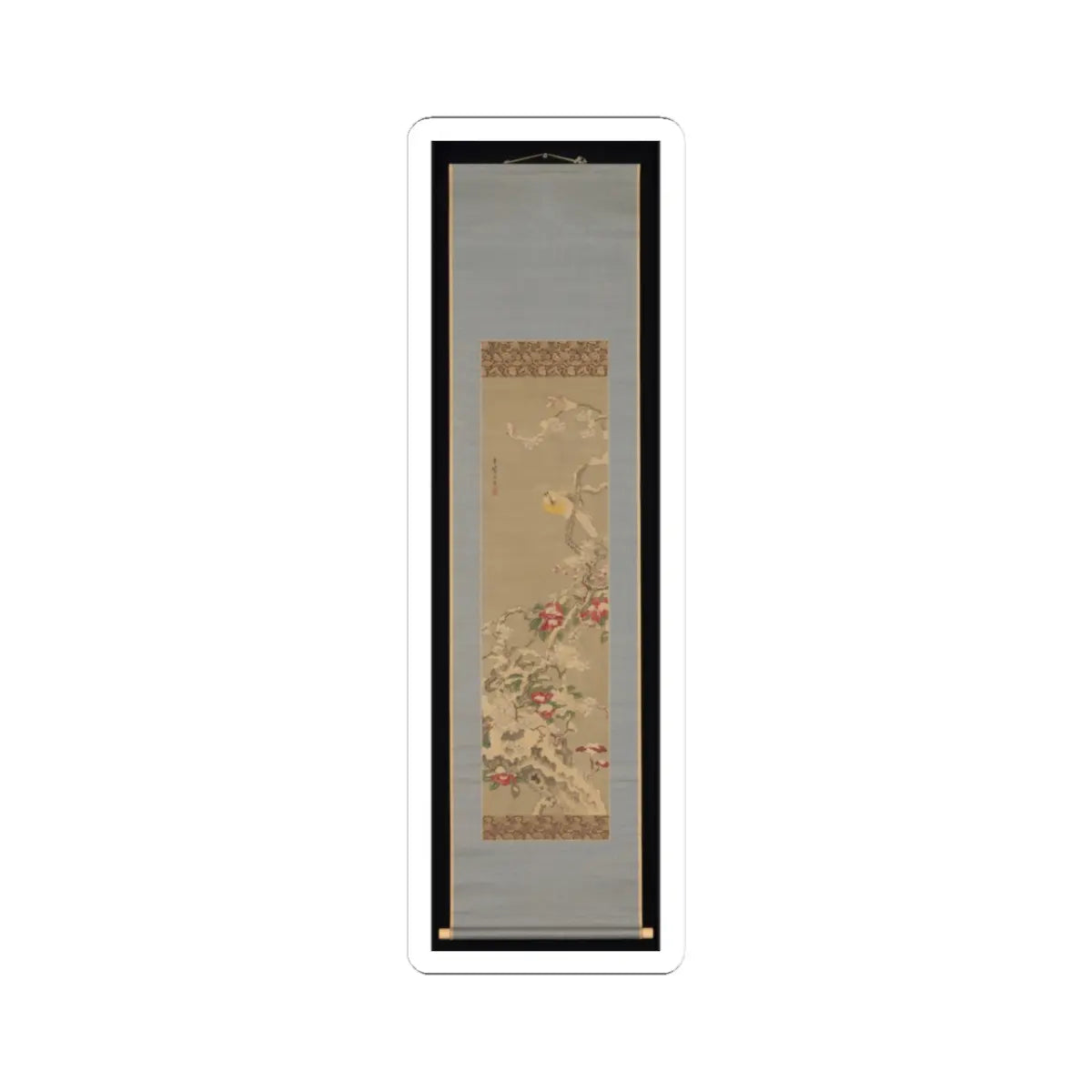 Sō Shiseki - Bird among Camellias in Snow - mid-18th century v2 - STICKER Vinyl Kiss-Cut Decal