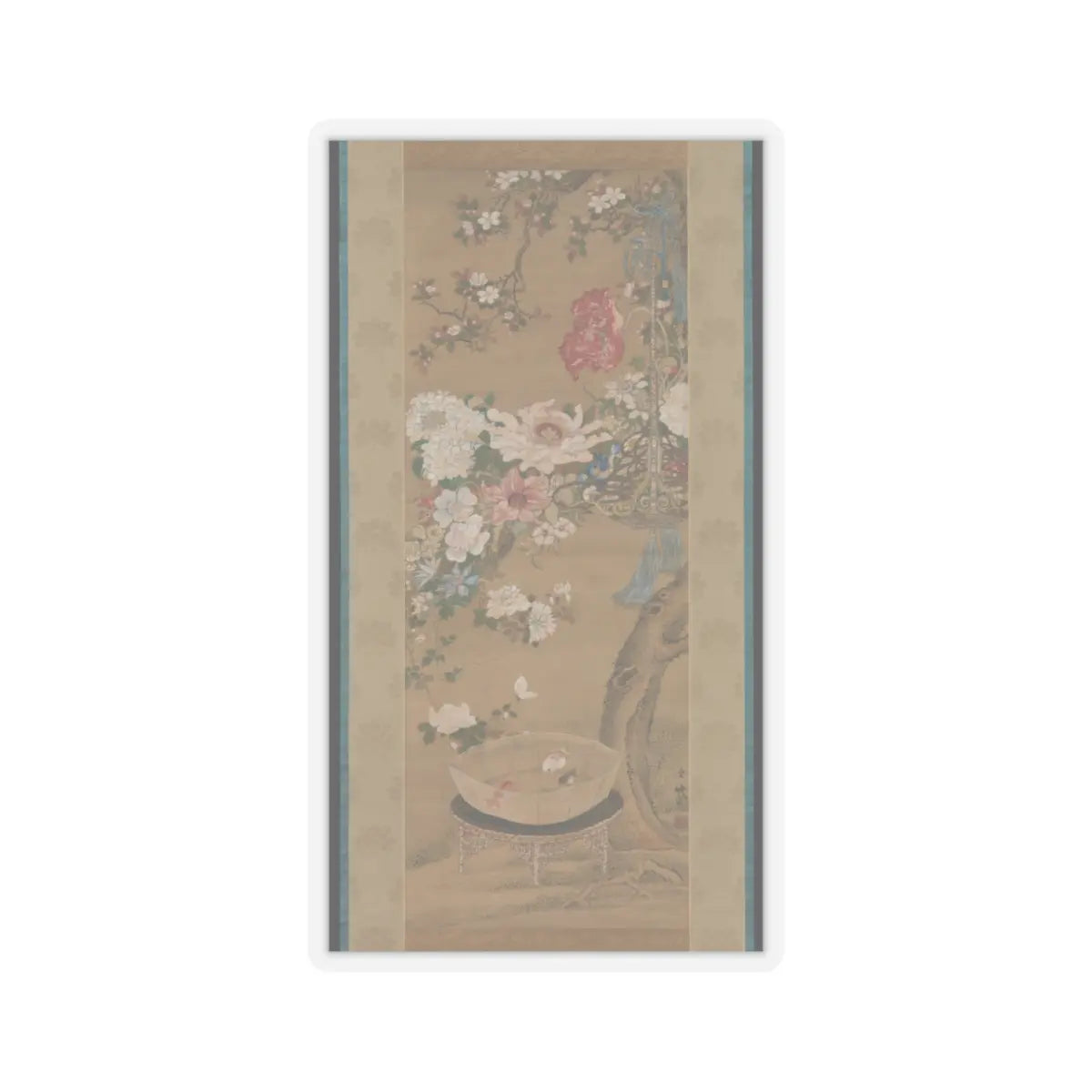 Sō Shizan - Flowers and Goldfish - 18th century v1 - STICKER Vinyl Kiss-Cut Decal