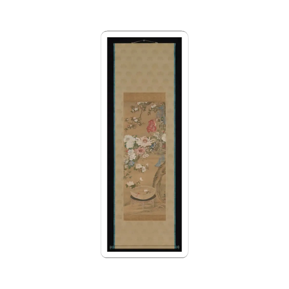 Sō Shizan - Flowers and Goldfish - 18th century v2 - STICKER Vinyl Kiss-Cut Decal