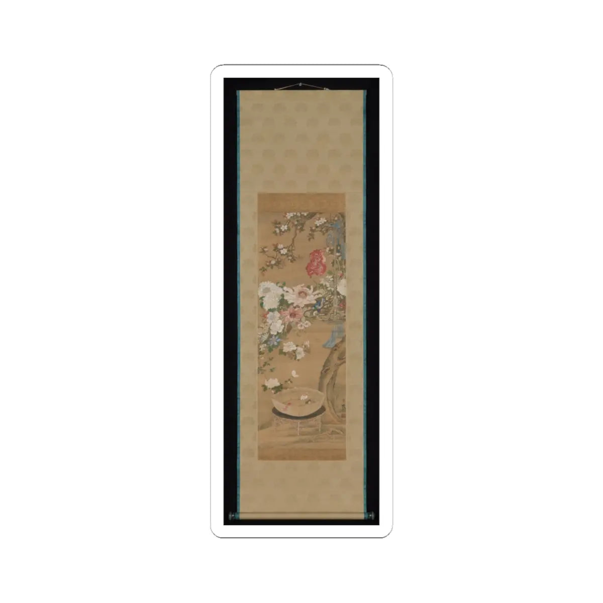 Sō Shizan - Flowers and Goldfish - 18th century v2 - STICKER Vinyl Kiss-Cut Decal