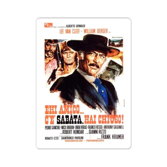 SABATA (ITALIAN) 1969 Movie Poster - STICKER Vinyl Kiss-Cut Decal 2 Inch White - The Sticker Space