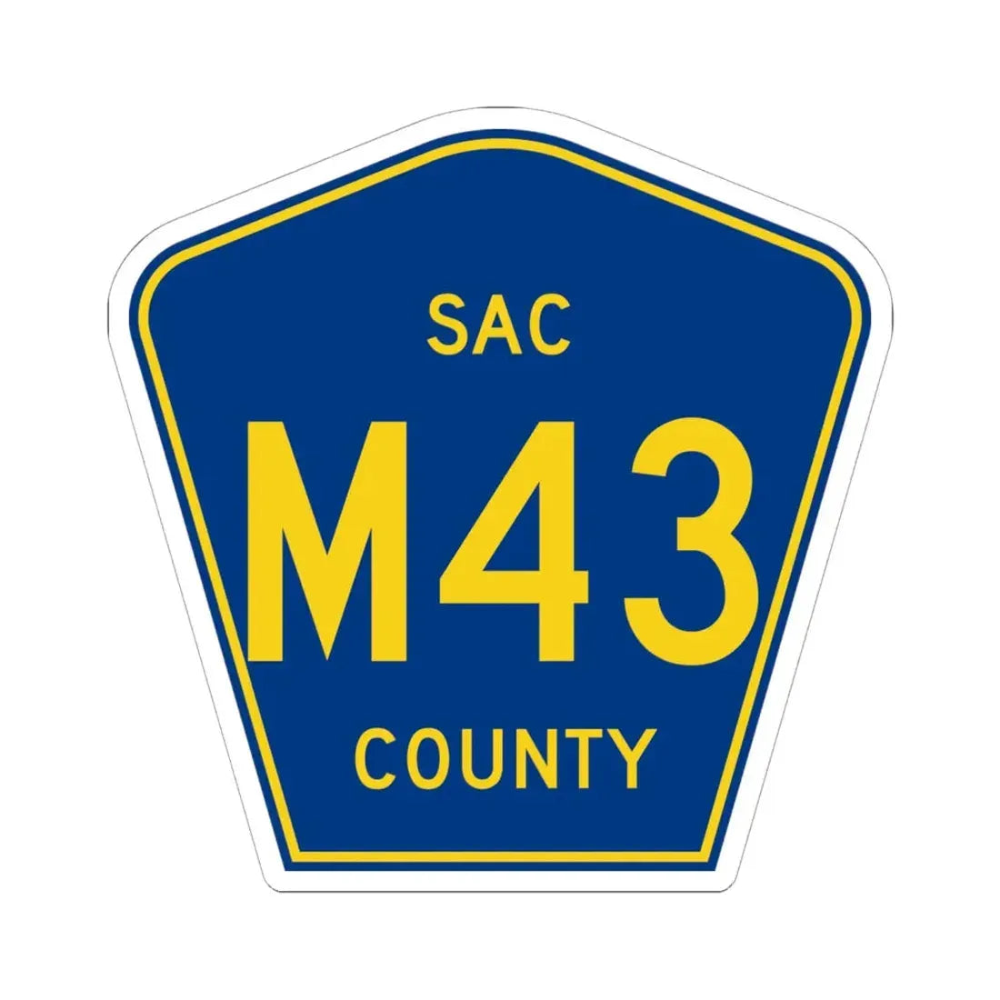 Sac County Route M43 IA (Iowa) (Road Sign) STICKER Vinyl Kiss-Cut Decal 6 Inch White - The Sticker Space