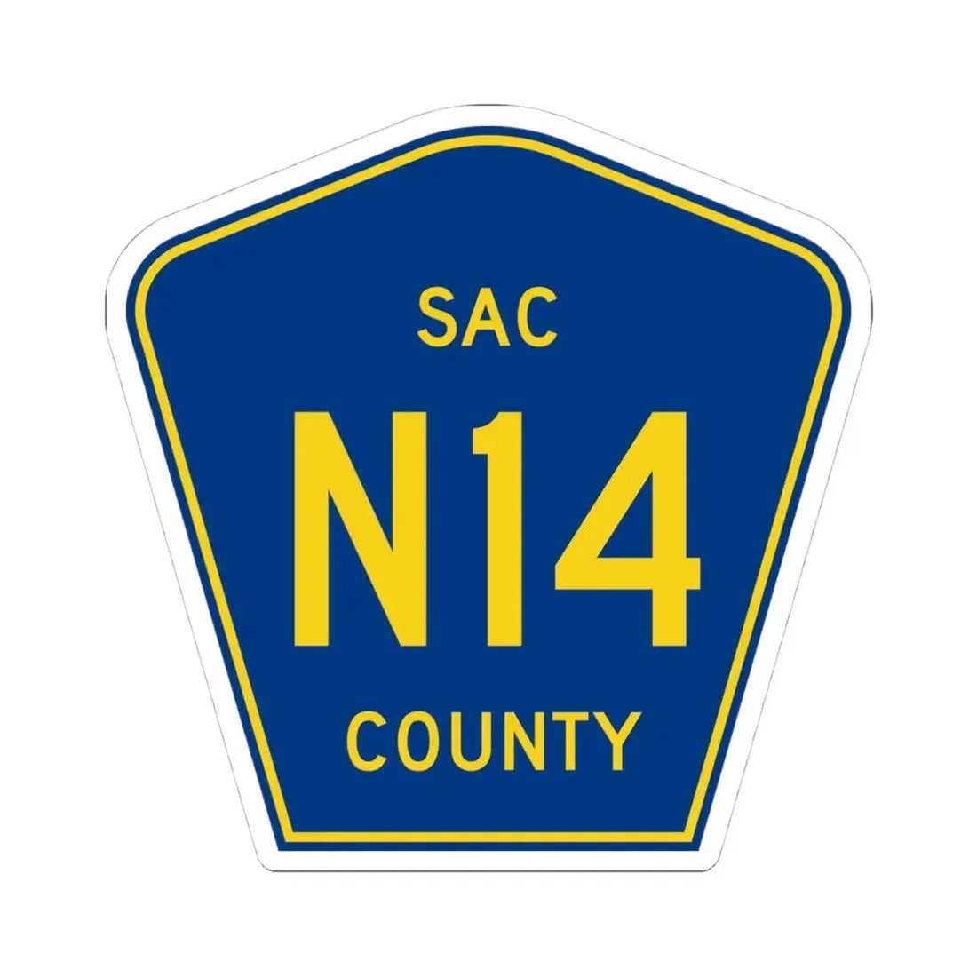 Sac County Route N14 IA (Iowa) (Road Sign) STICKER Vinyl Kiss-Cut Decal 4 Inch White - The Sticker Space