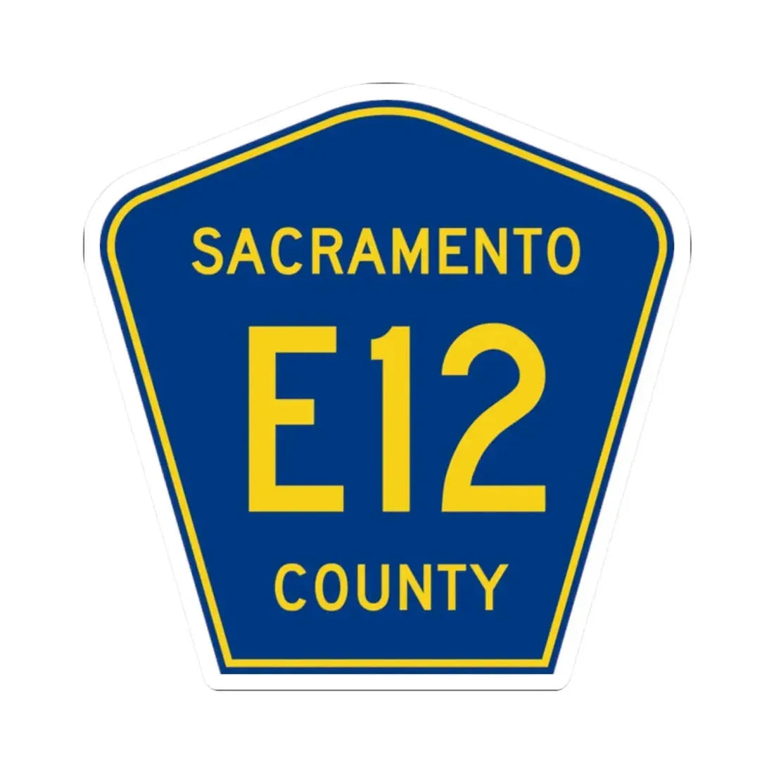 Sacramento County E12 (California) (Road Sign) STICKER Vinyl Kiss-Cut Decal 2 Inch White - The Sticker Space